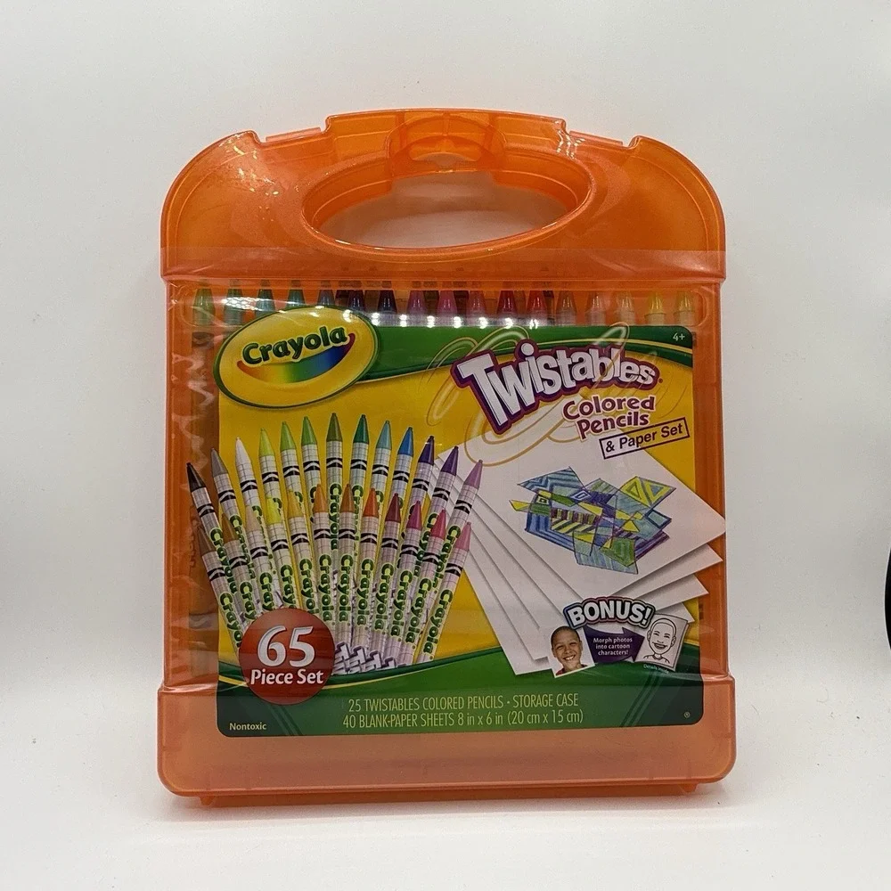 Crayola Twistables Colored Pencils & Paper Set 65pc Carry Case New